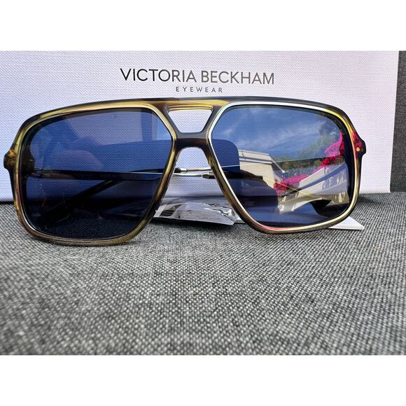NIB Full Inclusion Victoria Beckham VB246S Sunglasses, Striped Khaki main image 10